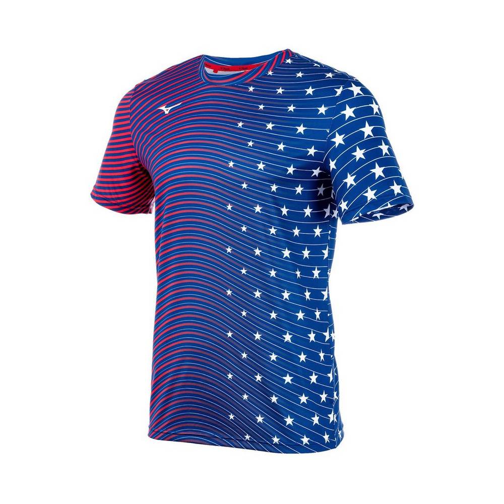 Camisetas Mizuno Printable Short Sleeve Hombre Azul Marino Comprar LISC-49653